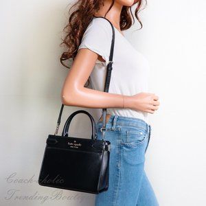 Kate Spade New York Staci Small Satchel Leather Crossbody in Black